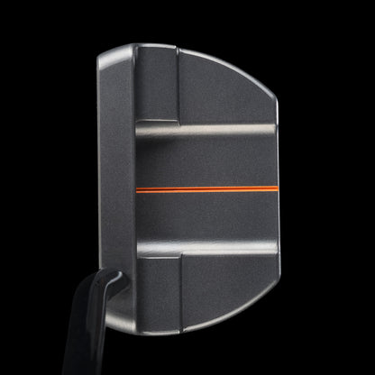 SWAG Golf x Mike Ditka Da Boss 2.0 limited edition black oxide mid-mallet golf putter made in the USA. Featuring Mike smoking a cigar with Chicago Bears orange and blue colors.