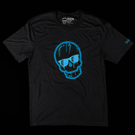Blue Dripping Skull T-shirt in Black.