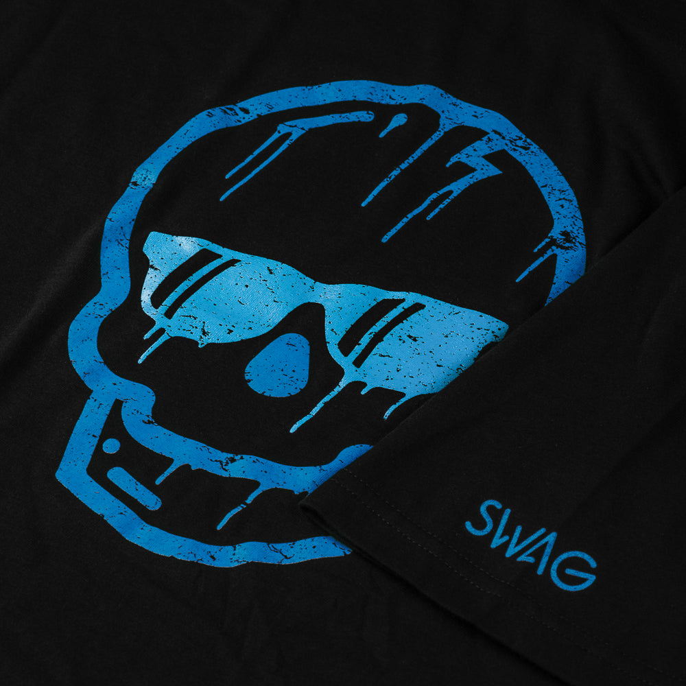 Blue Dripping Skull T-shirt in Black.