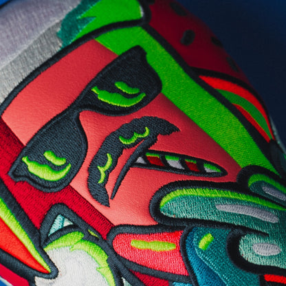 Fairway cover featuring neon holiday dog character wearing Santa hat and sunglasses with mint back and SWAG script.