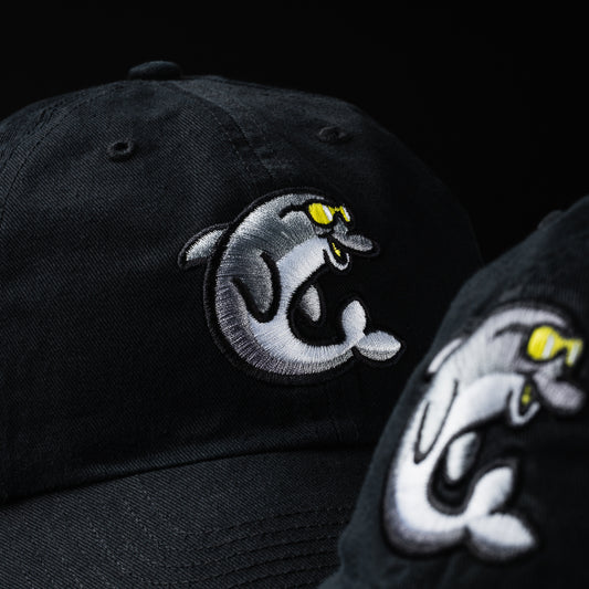 Swag x 47 brand black cotton twill golf hat with gray flipper.