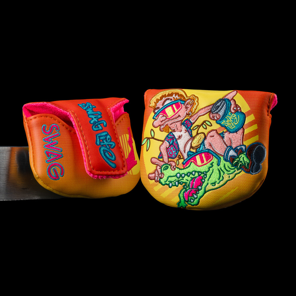 Florida Man Boss mallet cover in sunset gradient with neon character artwork and Florida graphic detail.