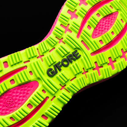 SWAG Golf x G/FORE Men's MG4+
O2 black golf shoe with neon green and pink accents and a stacked SWAG skulls pattern.