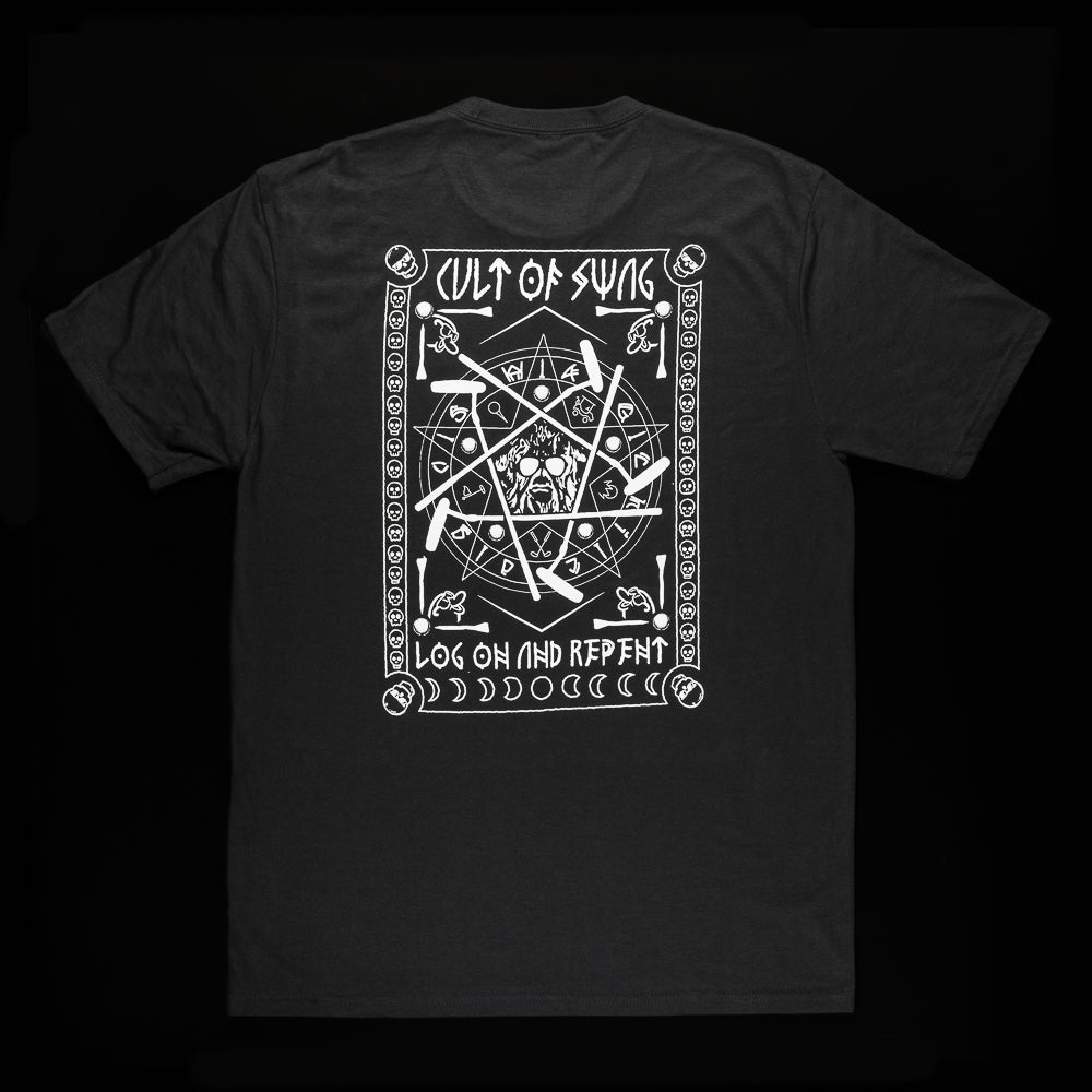 Black Cult of SWAG t-shirt with design with putters, skull and moons.