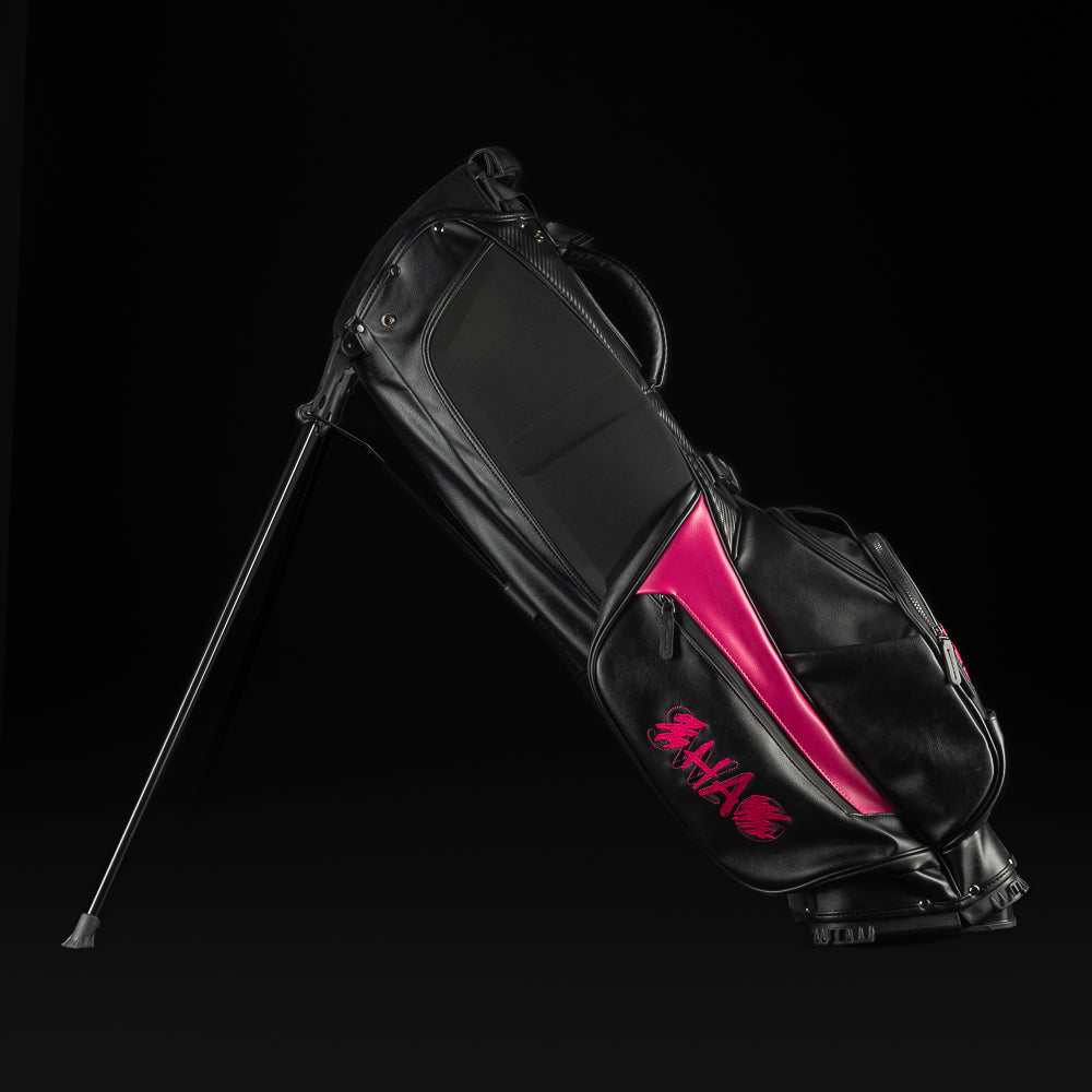 Black and Neon Pink SWAG Defaced Stand Bag.