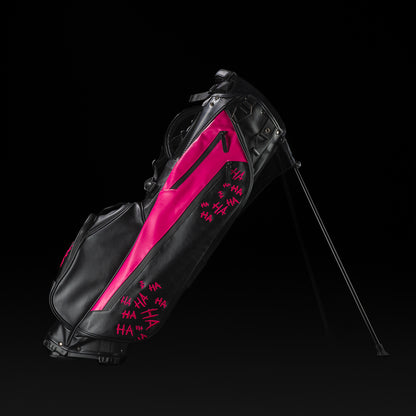 Black and Neon Pink SWAG Defaced Stand Bag.