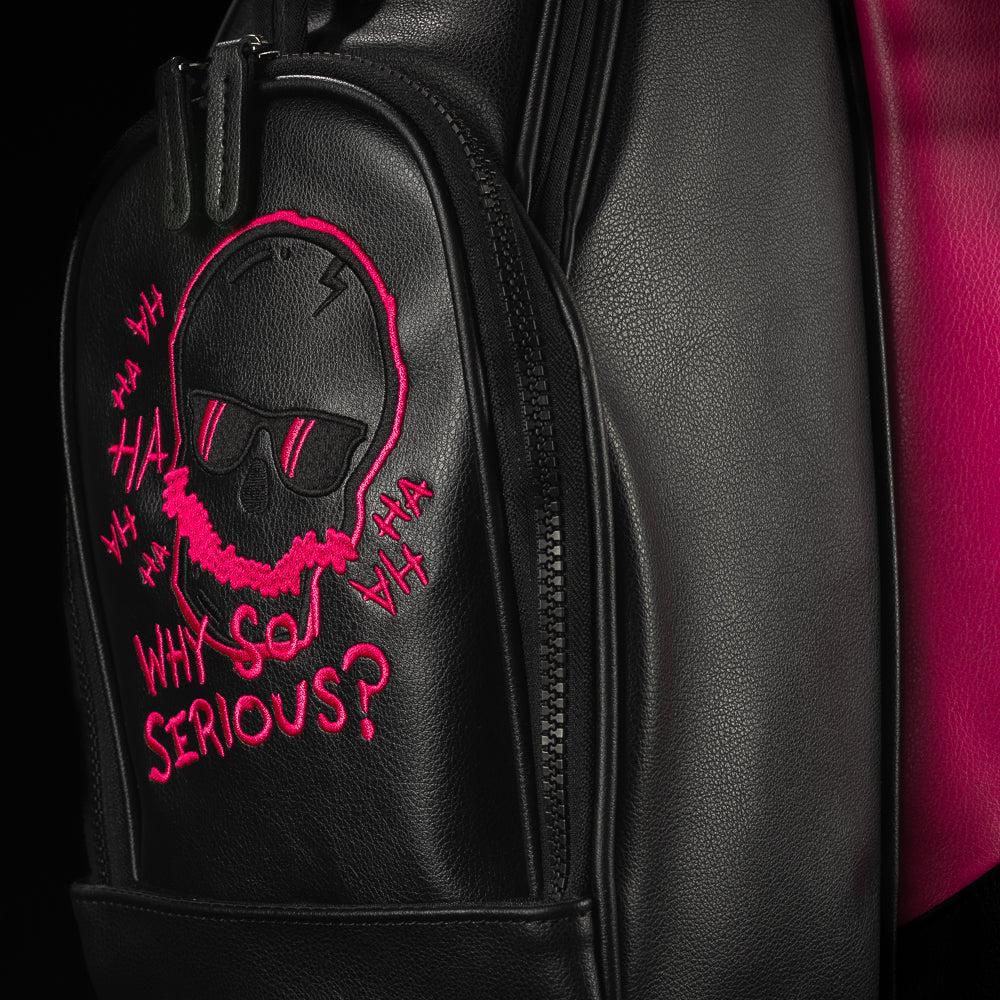 Black and Neon Pink SWAG Defaced Stand Bag.