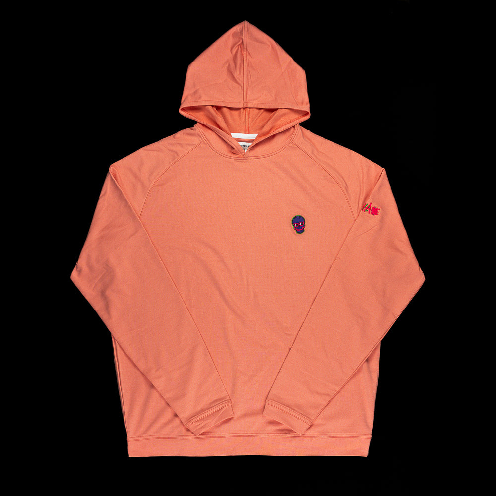 Terracotta Peter Millar Defaced Skull Hoodie.