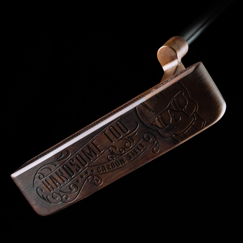 Handsome Too Raw AF - raw carbon stainless steel limited release blade golf putter made in the USA.