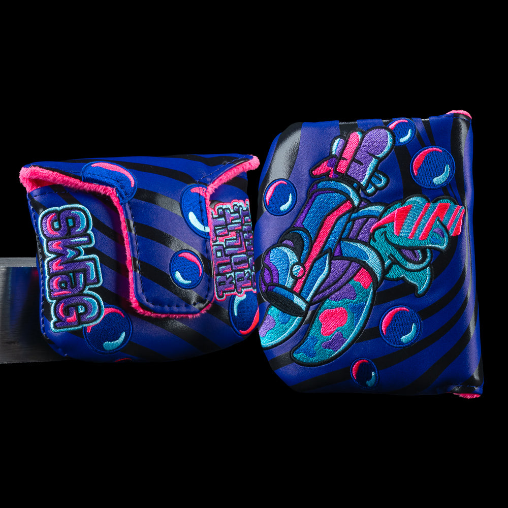 SWAG Golf Krush the Turtle mallet putter cover with neon turtle graphics and bold underwater design.