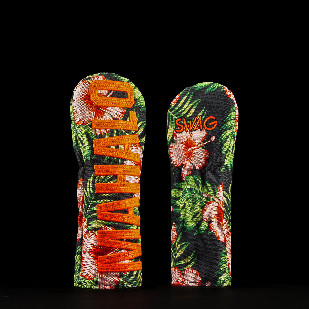 SWAG Golf Mahalo Small Talk hybrid cover with floral pattern and bold MAHALO lettering.