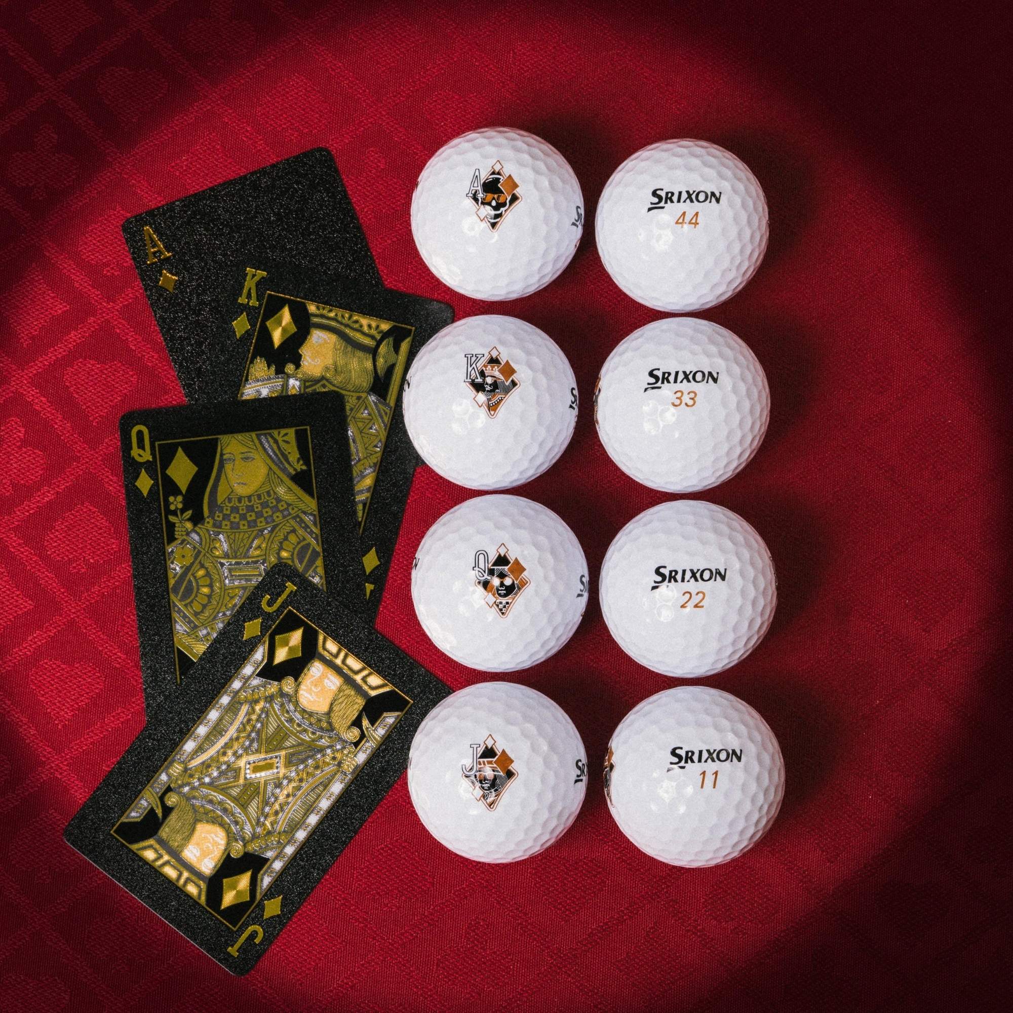SWAG x Srixon golf ball dozen packaging with 'High Roller Collection' branding on a black background