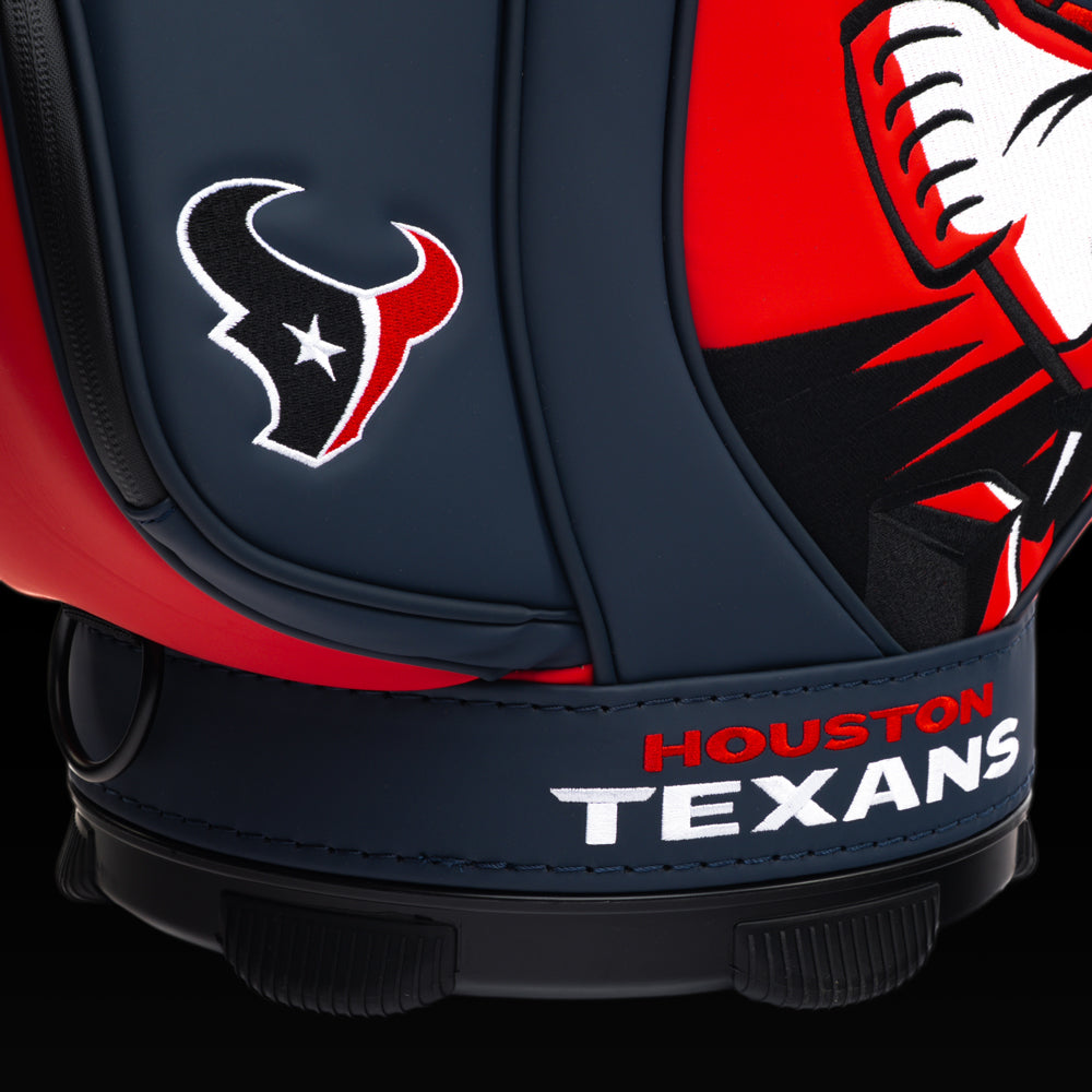 Close-up of the charging bull artwork featuring bold black, white, and red linework with oversized horns.