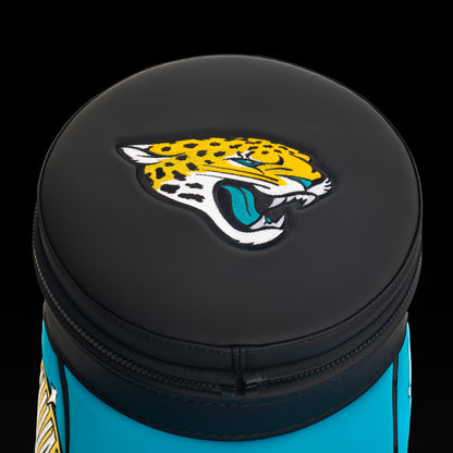 Top view of the removable Jacksonville Jaguars lid with an embroidered Jaguars logo.
