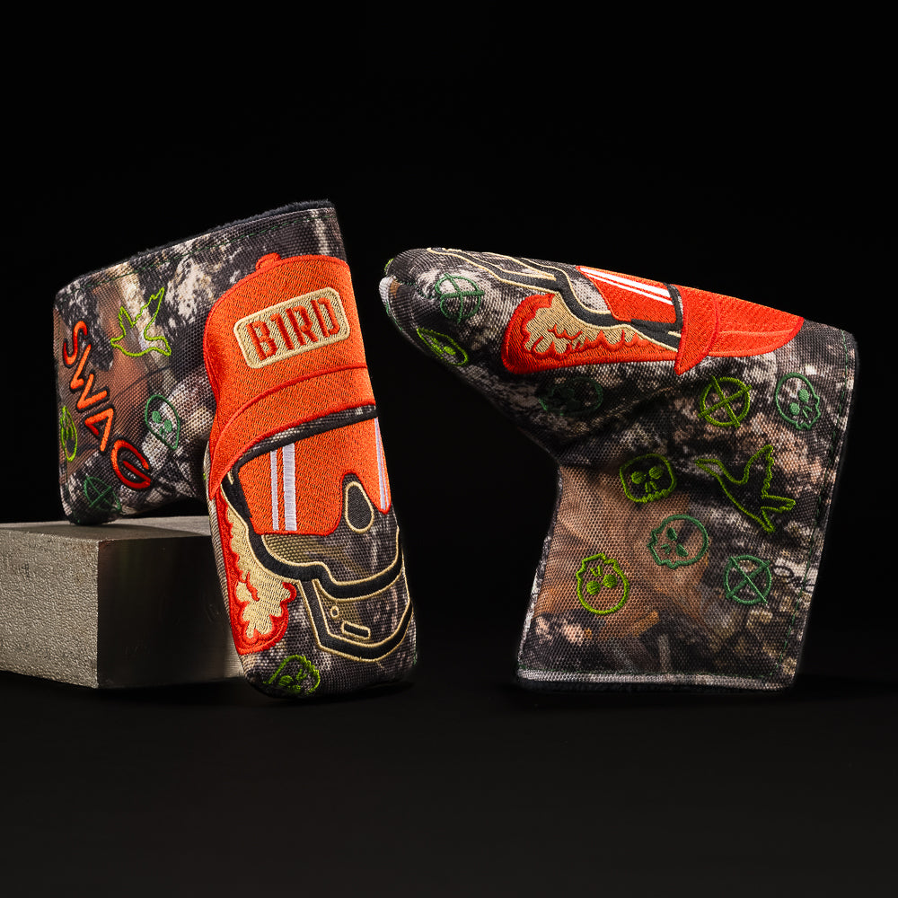 SWAG Hunting skull on camo print blade golf headcover made in the USA.