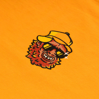  Orange T-Shirt with Sasquatch man wearing a hat and sunglasses.