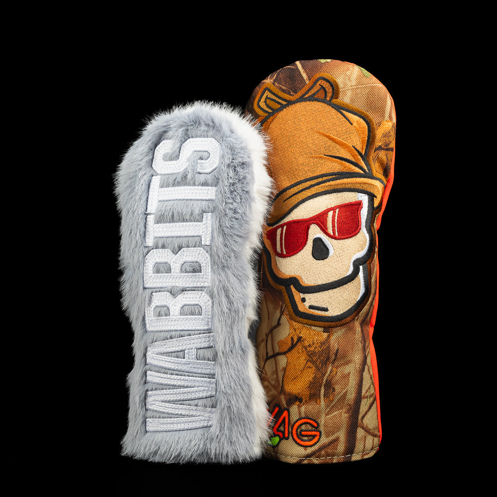 Wabbit Hunter Fairway and Hybrid Headcover Set with camo, fur, and SWAG skull design.