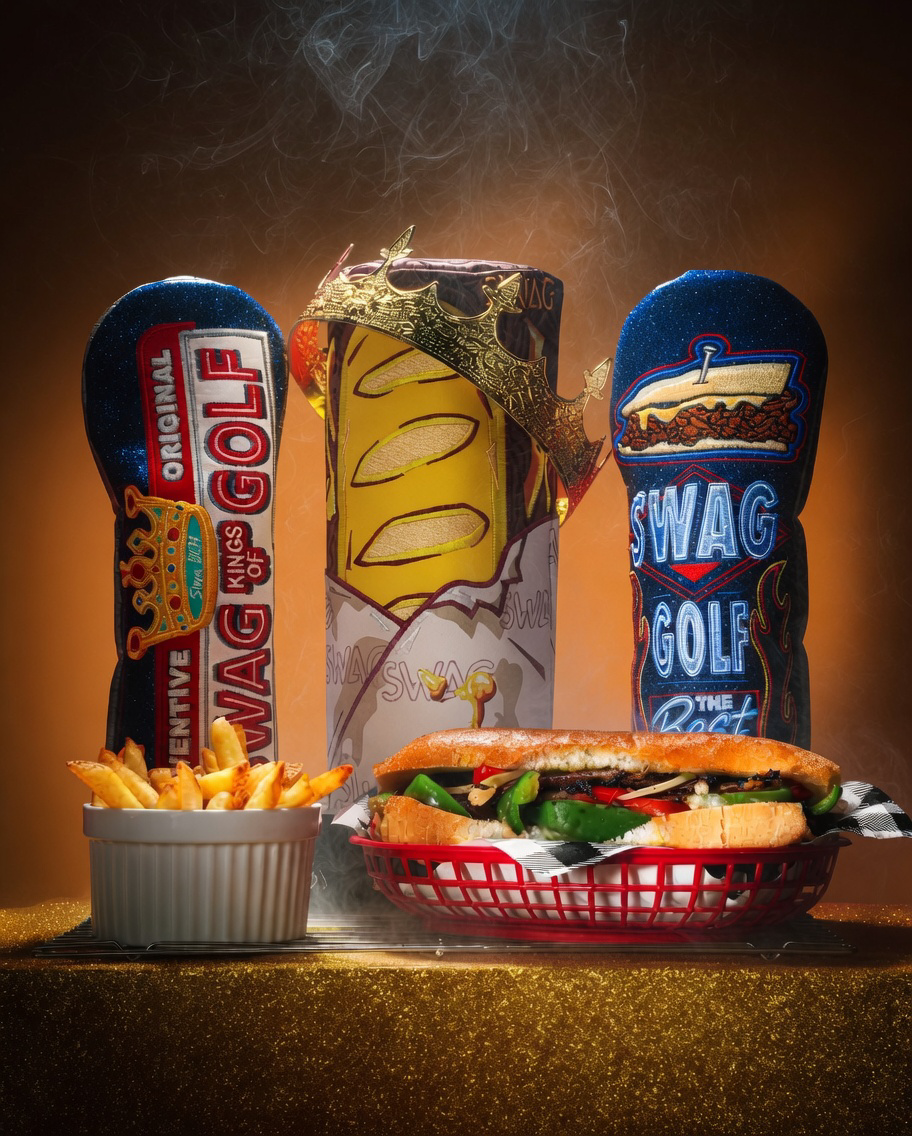 SWAG Golf Philly collection featuring cheesesteak and founding father themed limited edition golf headcovers.