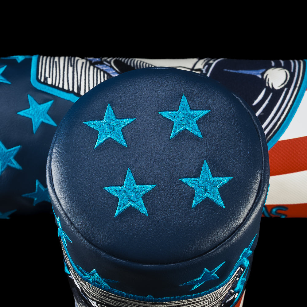 SWAG Golf Liberty Bell barrel driver golf headcover with red, white, and blue design.