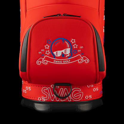 Back view of the RWB Gigantic Lincoln Den Caddy Cooler featuring patriotic embroidery and commemorative design details.
