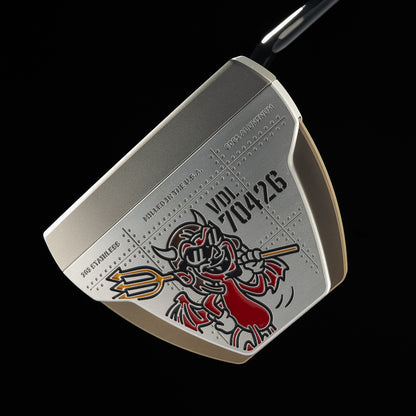 SWAG Golf The Vandal Squadron limted edition high MOI mallet putter with vintage aircraft design and devil character.