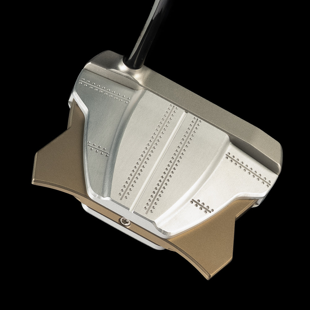 SWAG Golf The Vandal X Squadron limted edition high MOI mallet putter with vintage aircraft design and devil character.