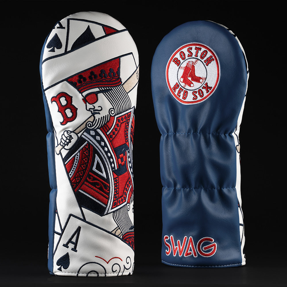 Boston Red Sox officially licensed MLB King of Diamonds themed driver golf head cover made in the USA.