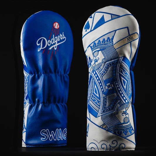 Officially licensed Los Angeles Dodgers MLB king of diamonds blue, white and grey driver golf head cover.