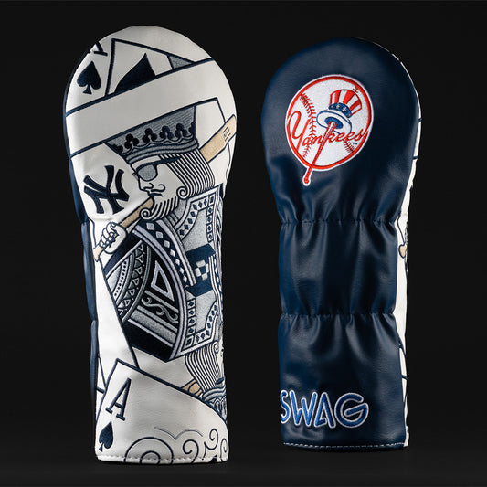 NY Yankees officially licensed MLB King of Diamonds themed driver golf head cover made in the USA.