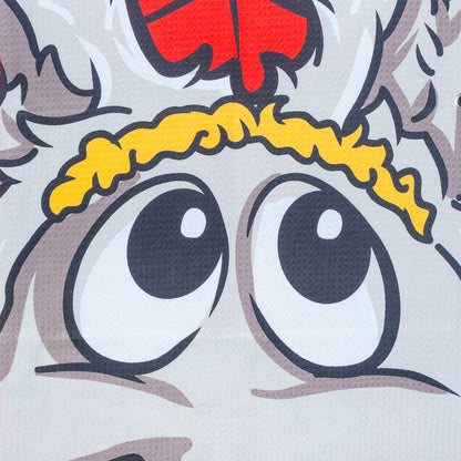 NFL Kansas City Chiefs golf =owel with a cartoon dog and Kansas City Chiefs logo on a red background.