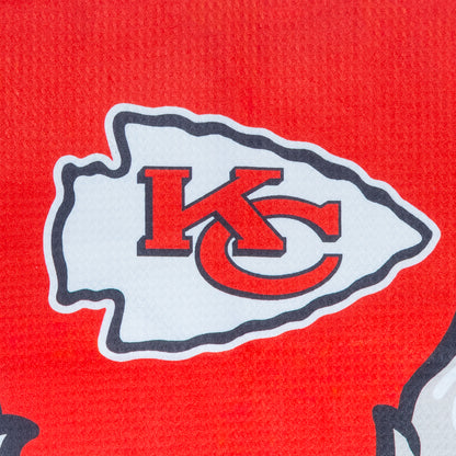 NFL Kansas City Chiefs golf =owel with a cartoon dog and Kansas City Chiefs logo on a red background.