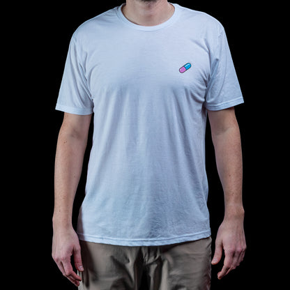 Front view of light blue SWAG Golf Anime T-shirt with minimalist capsule logo on the left chest