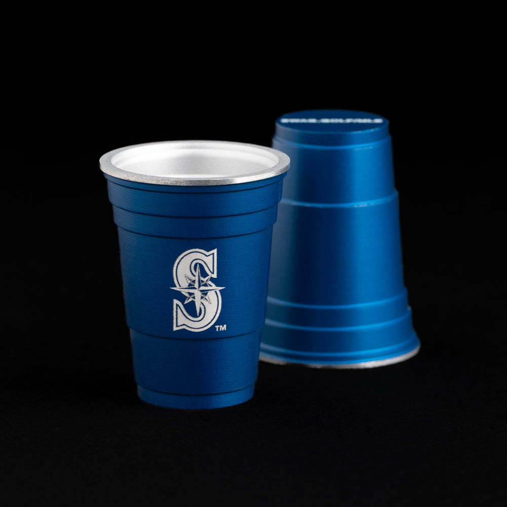 Seattle Mariners logo flip cup ball marker in royal blue. 