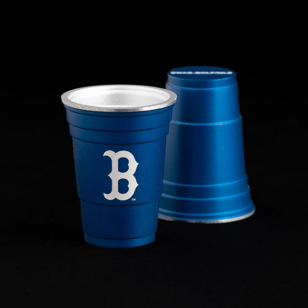 Boston Red Sox B logo flip cup ball marker in royal blue.