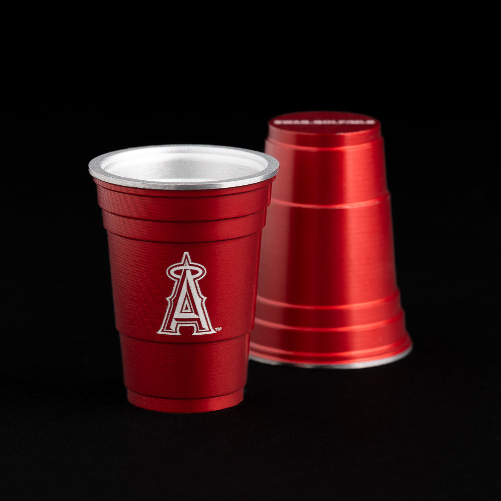 Los Angeles Angels logo red flip cup ball marker.