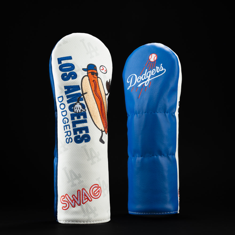 Los Angeles Dodgers hot dog white, blue and red fairway head cover.