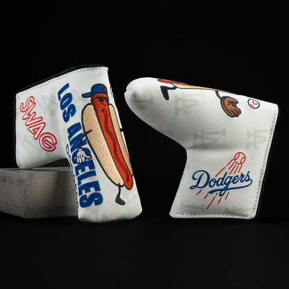 Los Angeles Dodgers hot dog white, blue and red blade head cover.