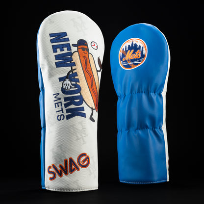 New York Mets hot dog white, navy and orange driver golf club head cover.