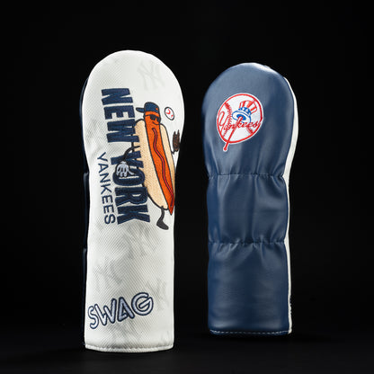 New York Yankees hot dog white, navy and red fairway golf club head cover.