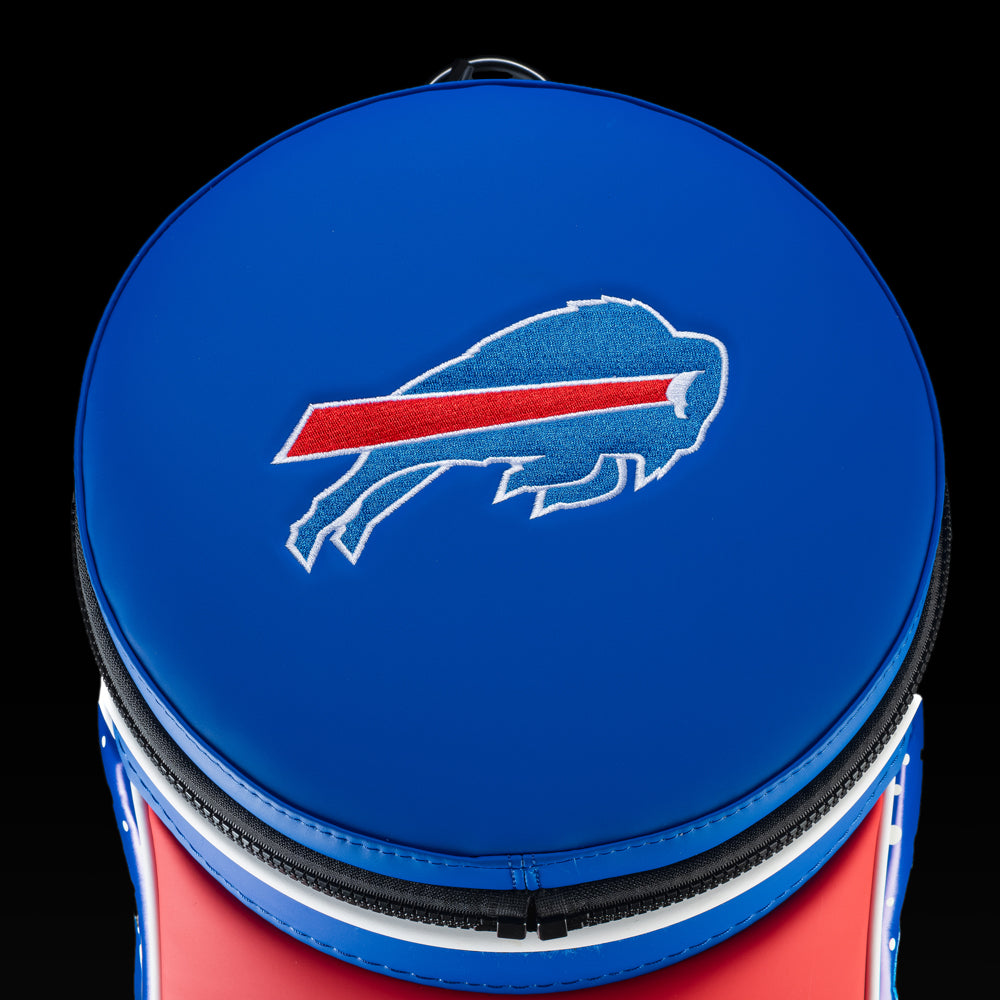 Top view of the removable Buffalo Bills lid with an embroidered Bills logo.