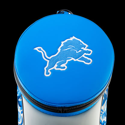 Top view of the removable Detroit Lions lid with an embroidered Lions logo.