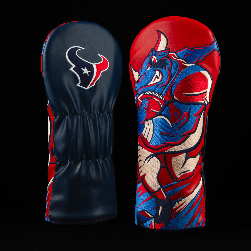 Houston Texans driver cover with a bull running with a football on the cover. 