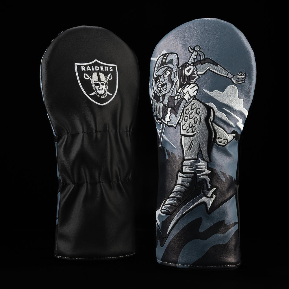 Los Vegas Raiders driver cover with player/raider running. 