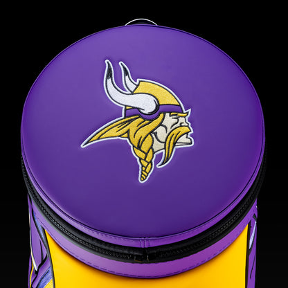 Top view of the removable Minnesota Vikings lid with an embroidered Vikings logo.