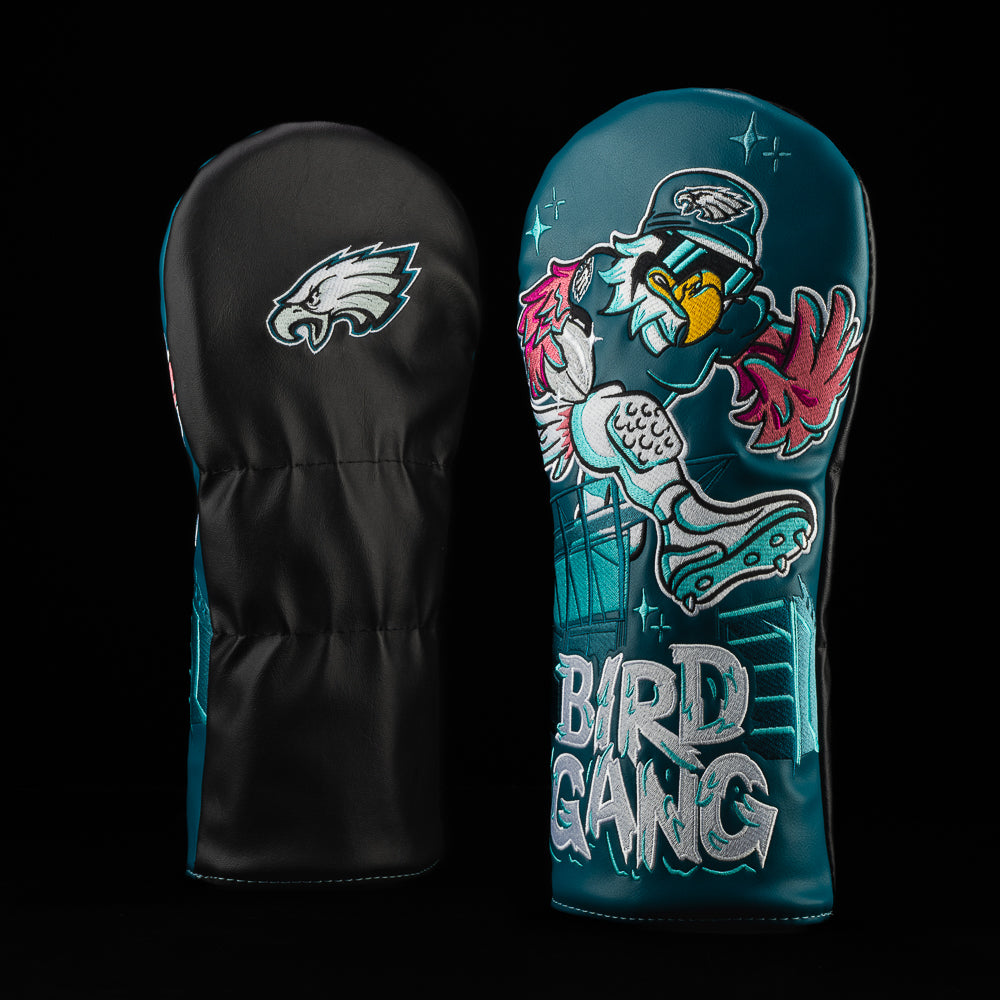 NFL Philadelphia Eagles driver cover, with team colors, mascot and “bird gang”