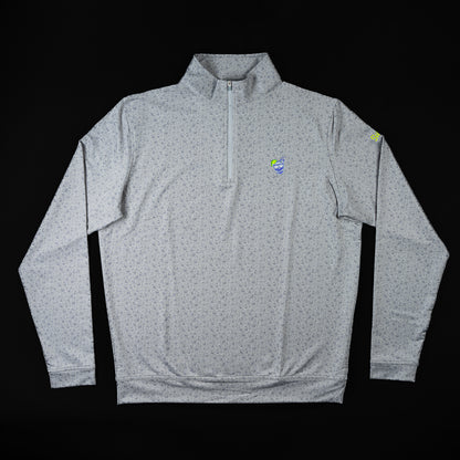 Swag x Peter MIllar gray long sleeve men's golf performance quarter zip pullover.