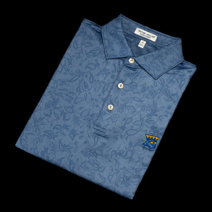 Blue and Gold King Peter Millar Polo with botanical print. 