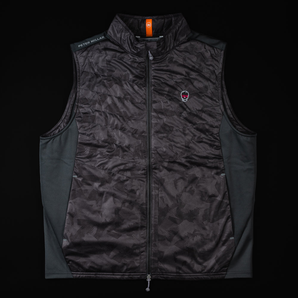 Swag x Peter Millar men's black camo print short sleeve performance golf vest.