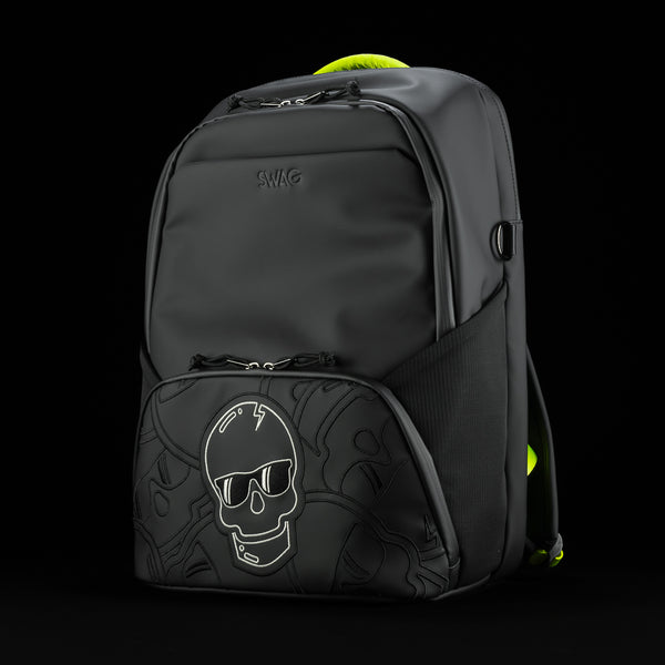 bolt laptop backpack Black & Bolt Stacked Skulls Backpack – SWAG Golf Co