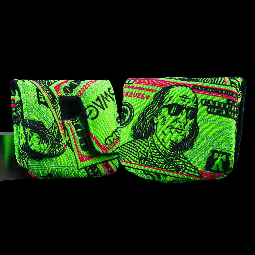 SWAG Golf Almighty Dollar 5.0 green and pink Franklin currency theme center shaft mallet golf headcover.